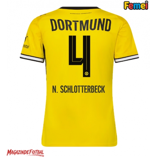 Borussia Dortmund Nico Schlotterbeck #4 Tricou Fotbal Replică 2026-27 Femei Acasa Borussia Dortmund Nico Schlotterbeck #4 Tricou Fotbal Replică 2026-27 Femei Acasa
